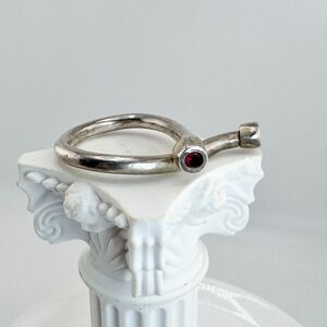 Vintage Lou Ann Berkley 925 Sterling Silver Ruby Sapphire Bypass Ring Art